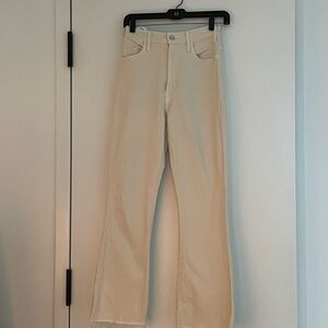 MOTHER Women's Light Tan The Hustler Ankle Fray, Size 27